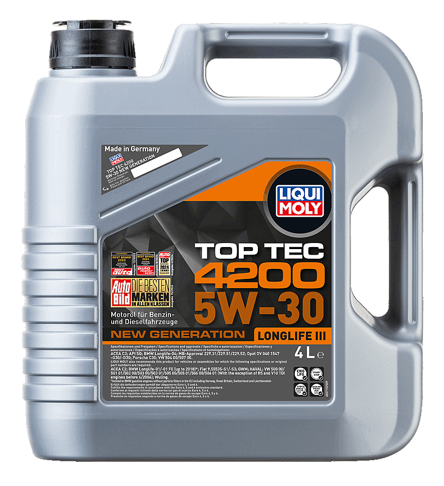 LIQUI MOLY Top Tec 4200 SAE 5 W-30 New Generation | 4 L | Fully Synthetic Engine Oil
