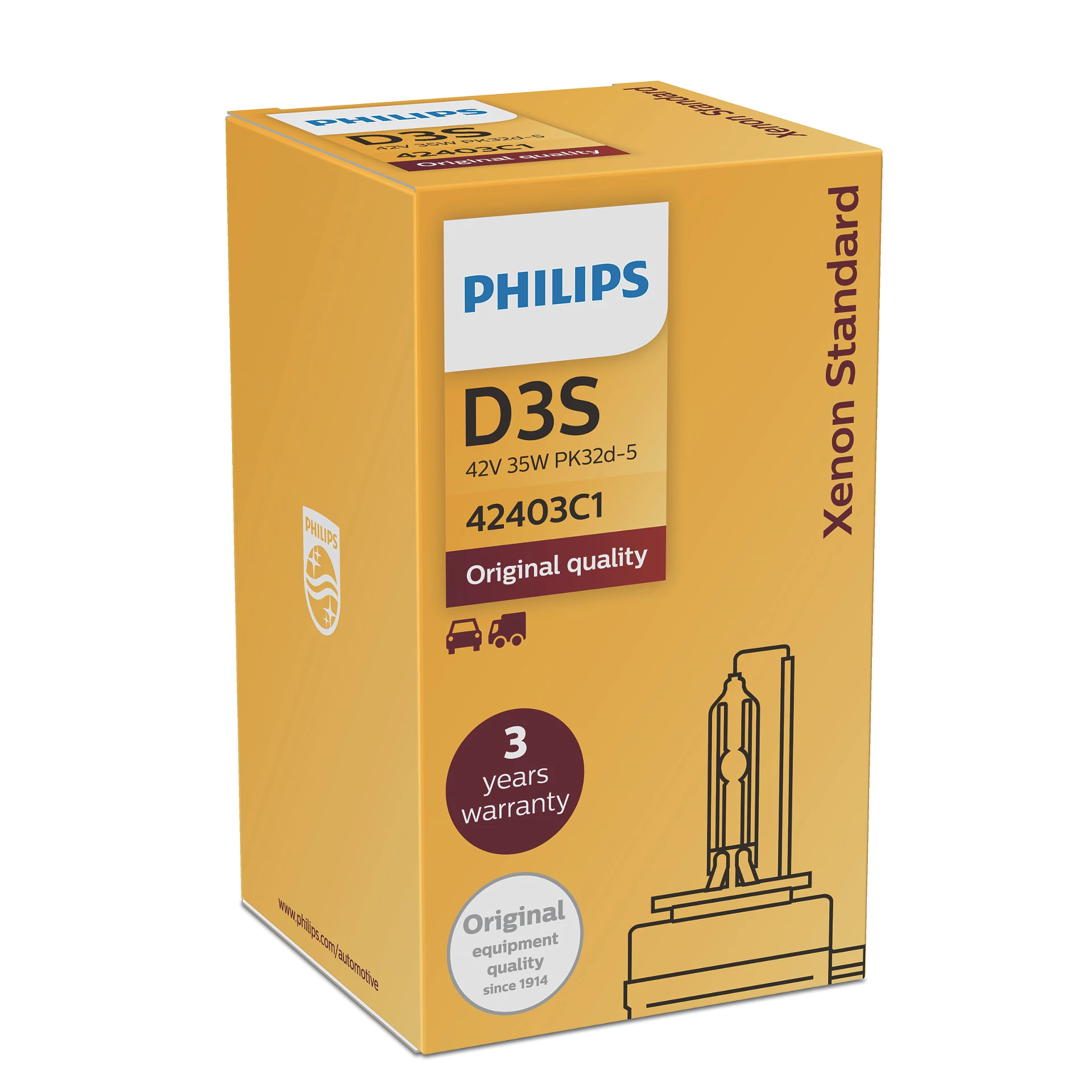 Philips D 3 S 42403 C 1 4300 K HID XENON Bulb Headlight 35 W DOT Germany - Pack Of 1