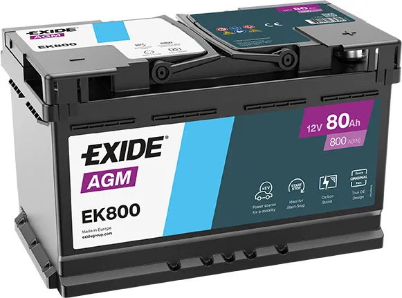 EXIDE EK 800 H AGM Start-Stop Car Battery 12 V 80 Ah (115 Agm) (agm 800) LR 032876