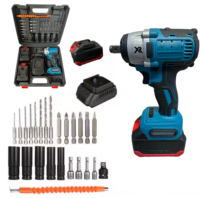 Professional Mechanic Tool Box 21 V Electric Impact Wrench Set Brushless Battery Torque Ratchet Wrench Industrial