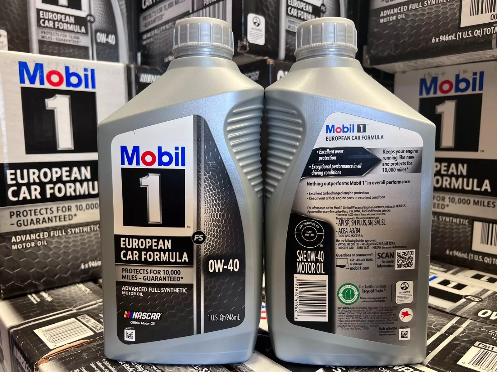 Mobil 1 FS European Car Formula Full Synthetic Motor Engine Oil 0 W-40, 5 Quart 1 L